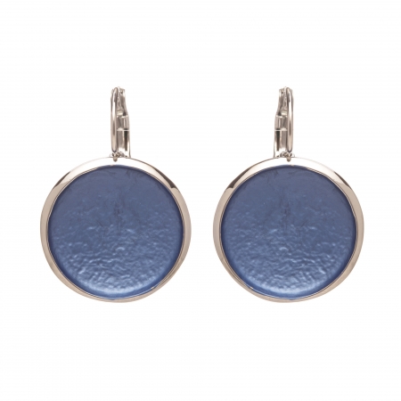 Náušnice Flat Circle Colour Blue Silver